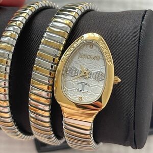 Just Cavalli Stainless Steel Two Tone Quartz Signature Snake Watch